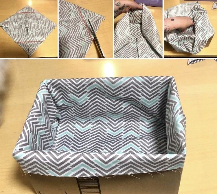 Корзинка из обвязанного шнура для упаковки подарка