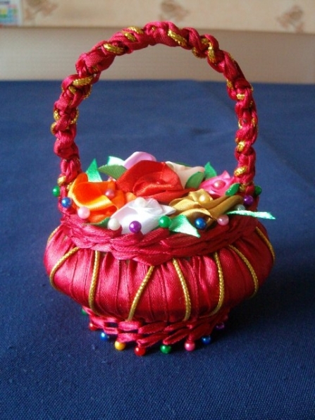 Корзинка из лент