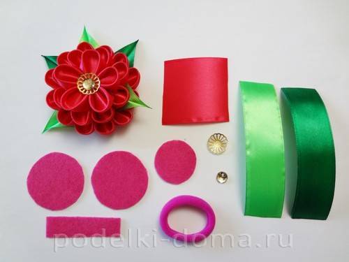 Георгина из атласных лент