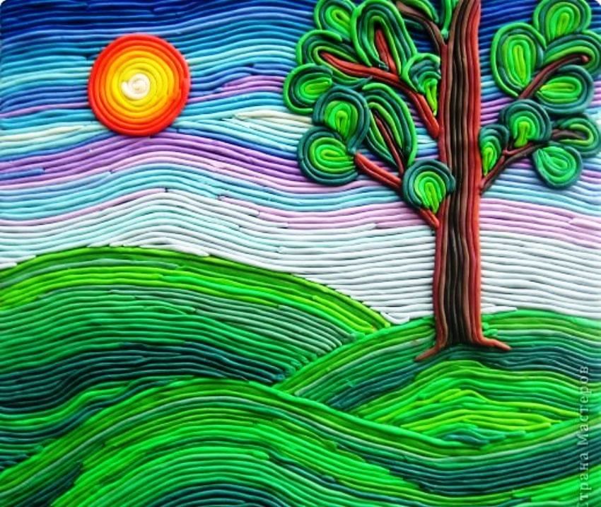 Картины из пластилина на картоне для детей, рисование пластилином картинки шаблоны